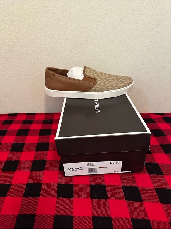 Michael Kors Tan and Beige Monogram Slip-On Sneaker main image 4